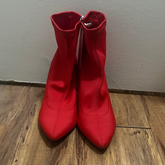 A New Day “Cady” Red Stiletto Sock Ankle Booties - Picture 3 of 7